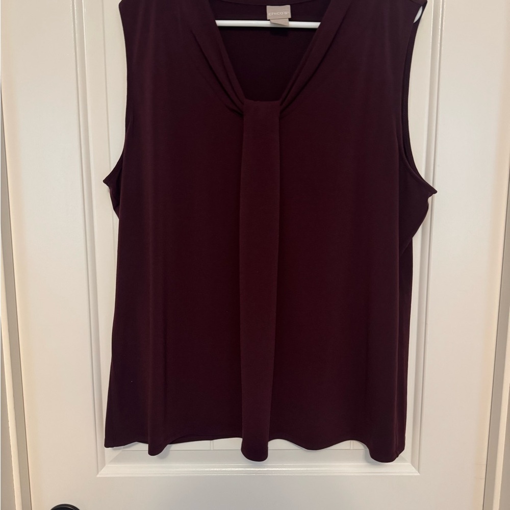Women's Chico's Sleeveless Tank Top Burgundy , Casual, Career, Size 4/XXL